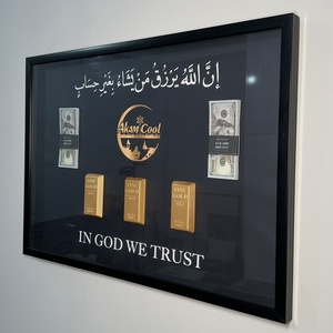 خرید تابلو شمش طلا و دلار | تابلو لاکچری ثروت و برکت In God We Trust
